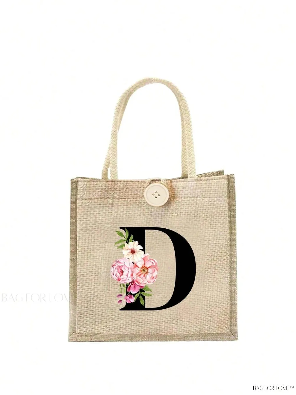 BagForLove - Floral Patterned Handbag with Button Embellishment