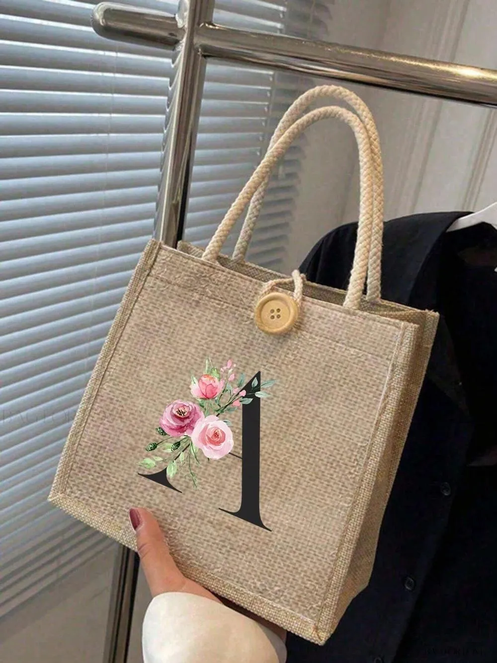 BagForLove - Floral Patterned Handbag with Button Embellishment