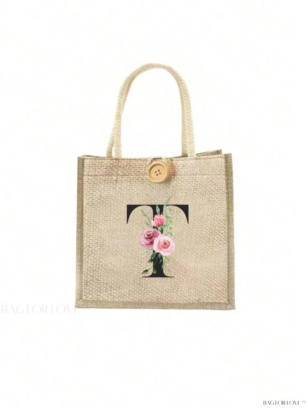 BagForLove - Floral Patterned Handbag with Button Embellishment