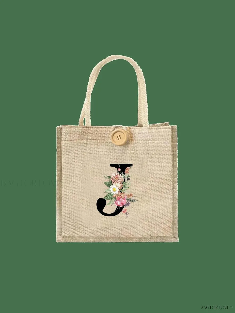 BagForLove - Floral Patterned Handbag with Button Embellishment