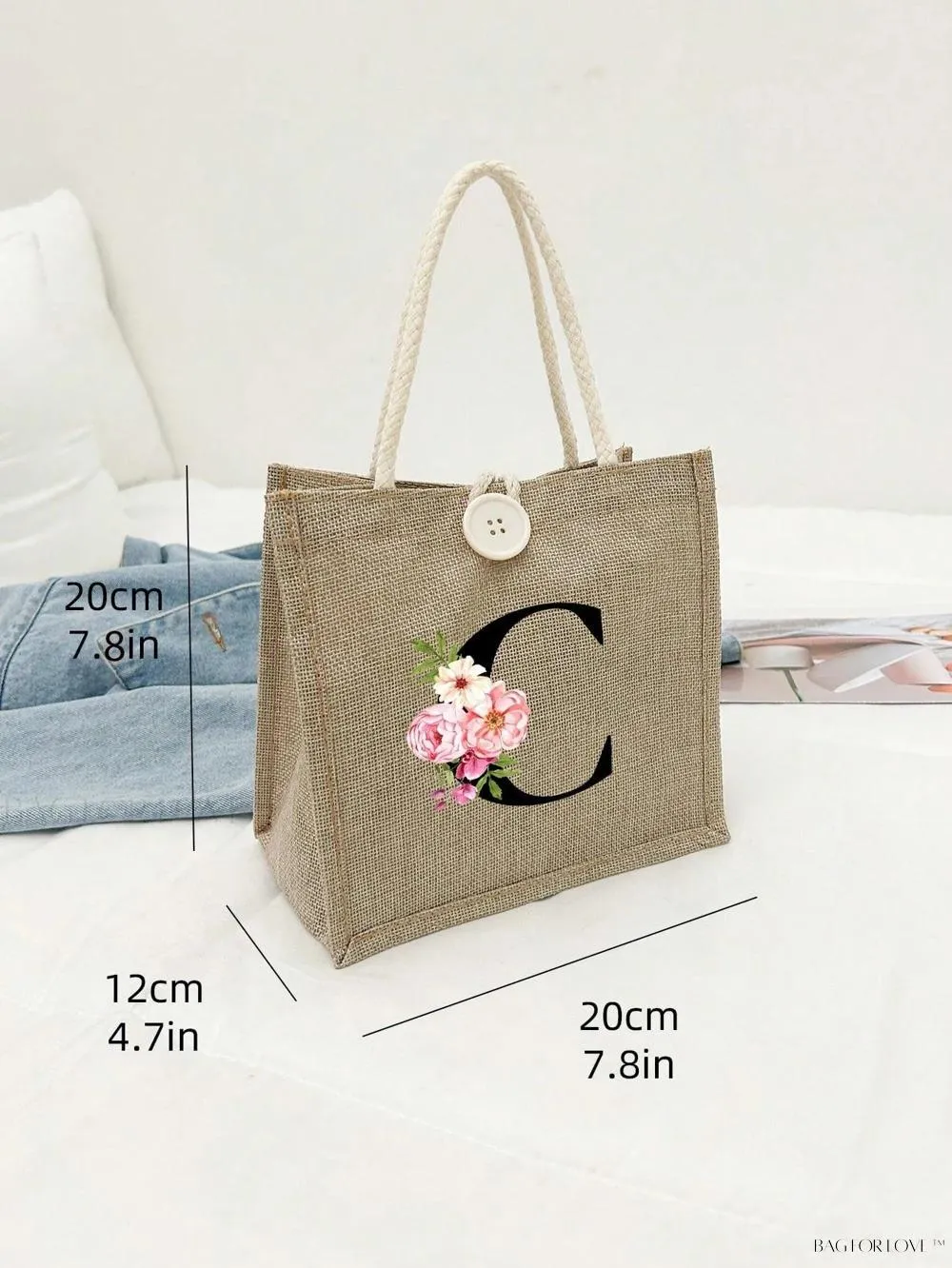 BagForLove - Floral Patterned Handbag with Button Embellishment