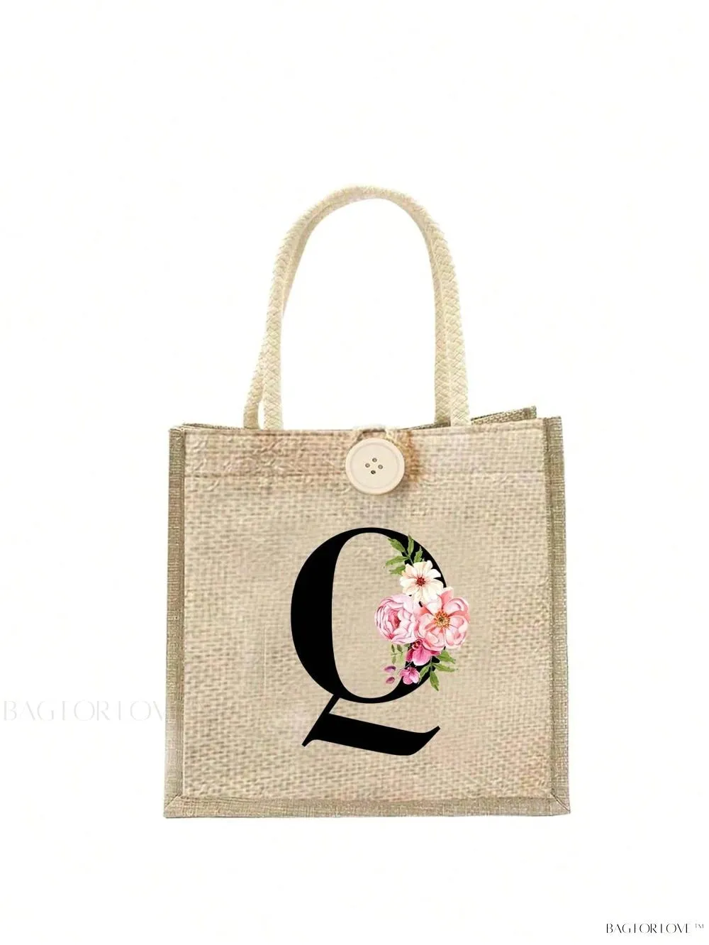 BagForLove - Floral Patterned Handbag with Button Embellishment