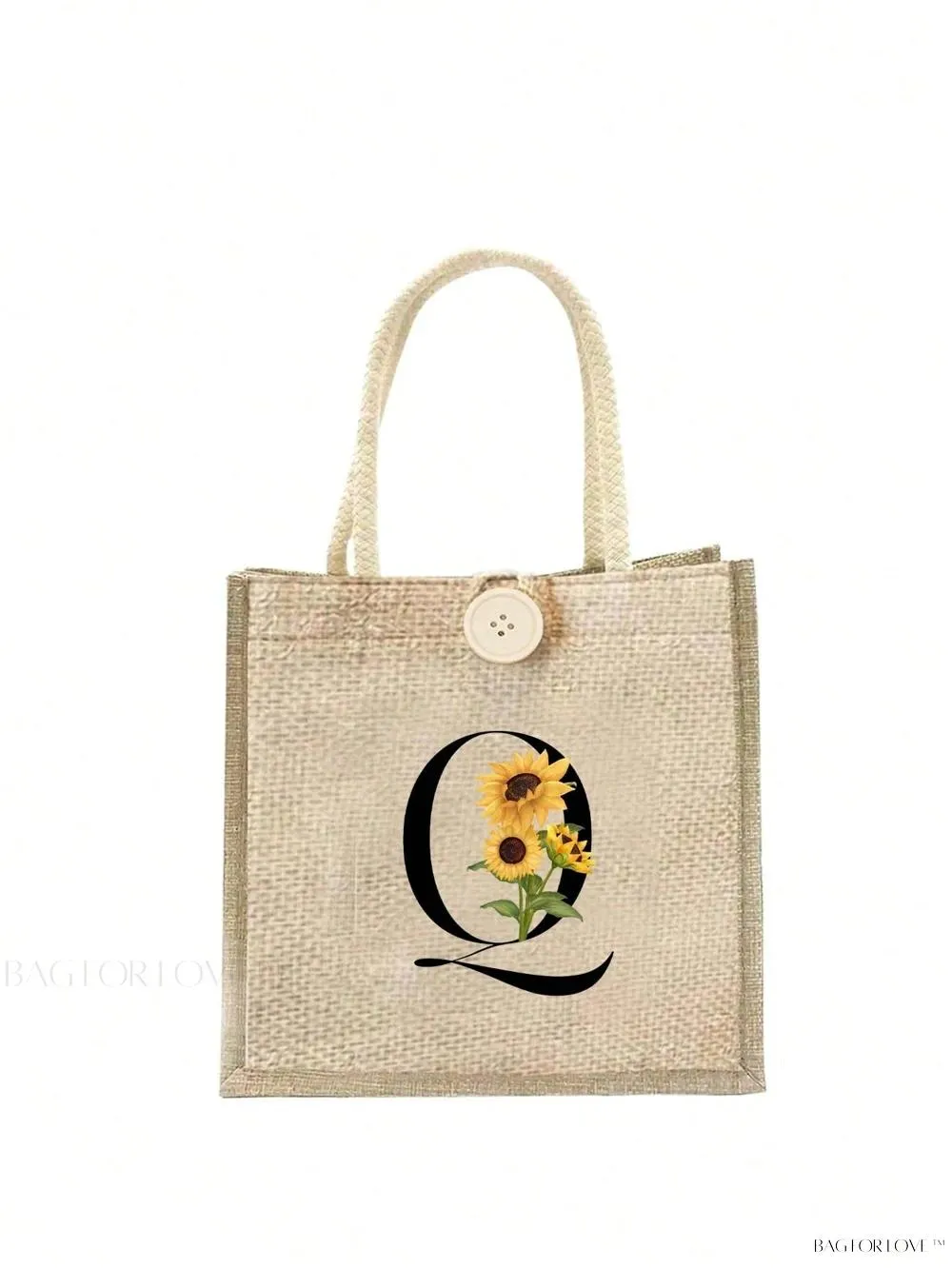BagForLove - Floral Patterned Handbag with Button Embellishment