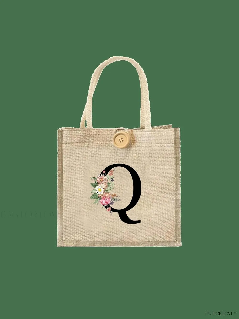 BagForLove - Floral Patterned Handbag with Button Embellishment