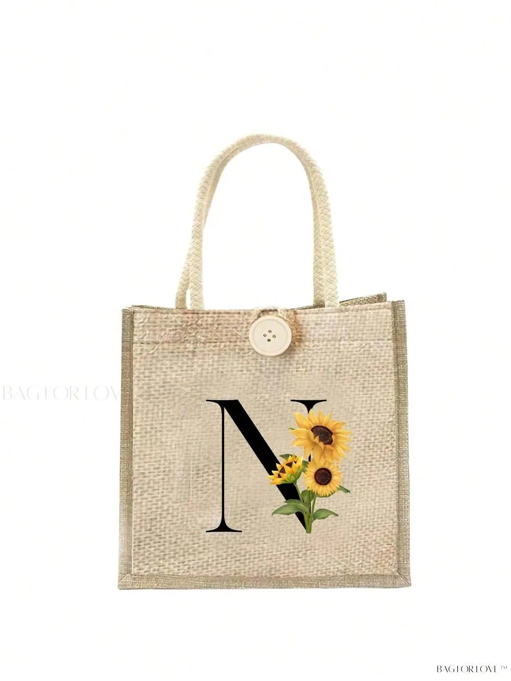 BagForLove - Floral Patterned Handbag with Button Embellishment