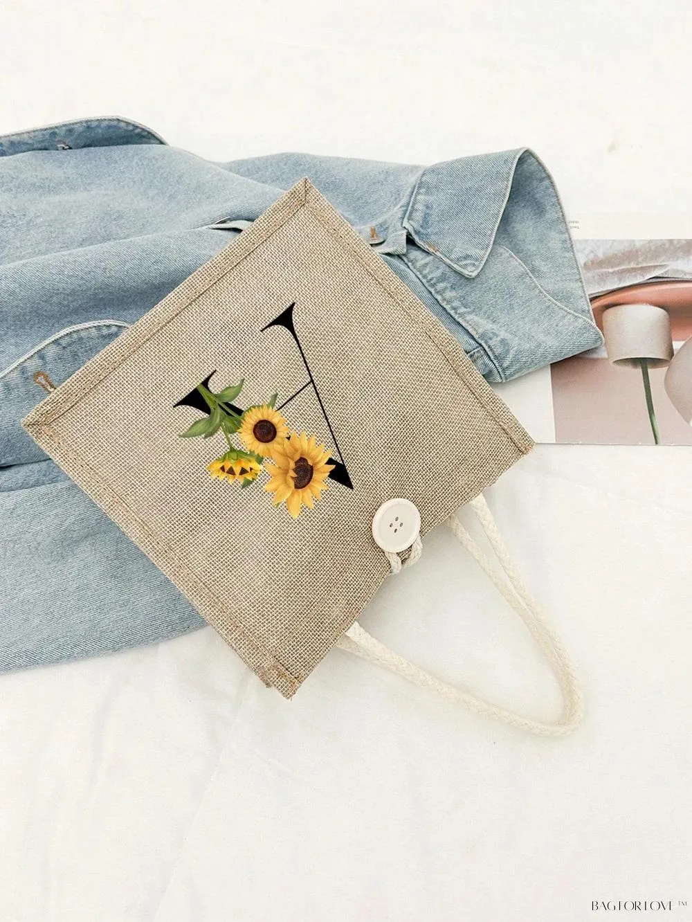 BagForLove - Floral Patterned Handbag with Button Embellishment