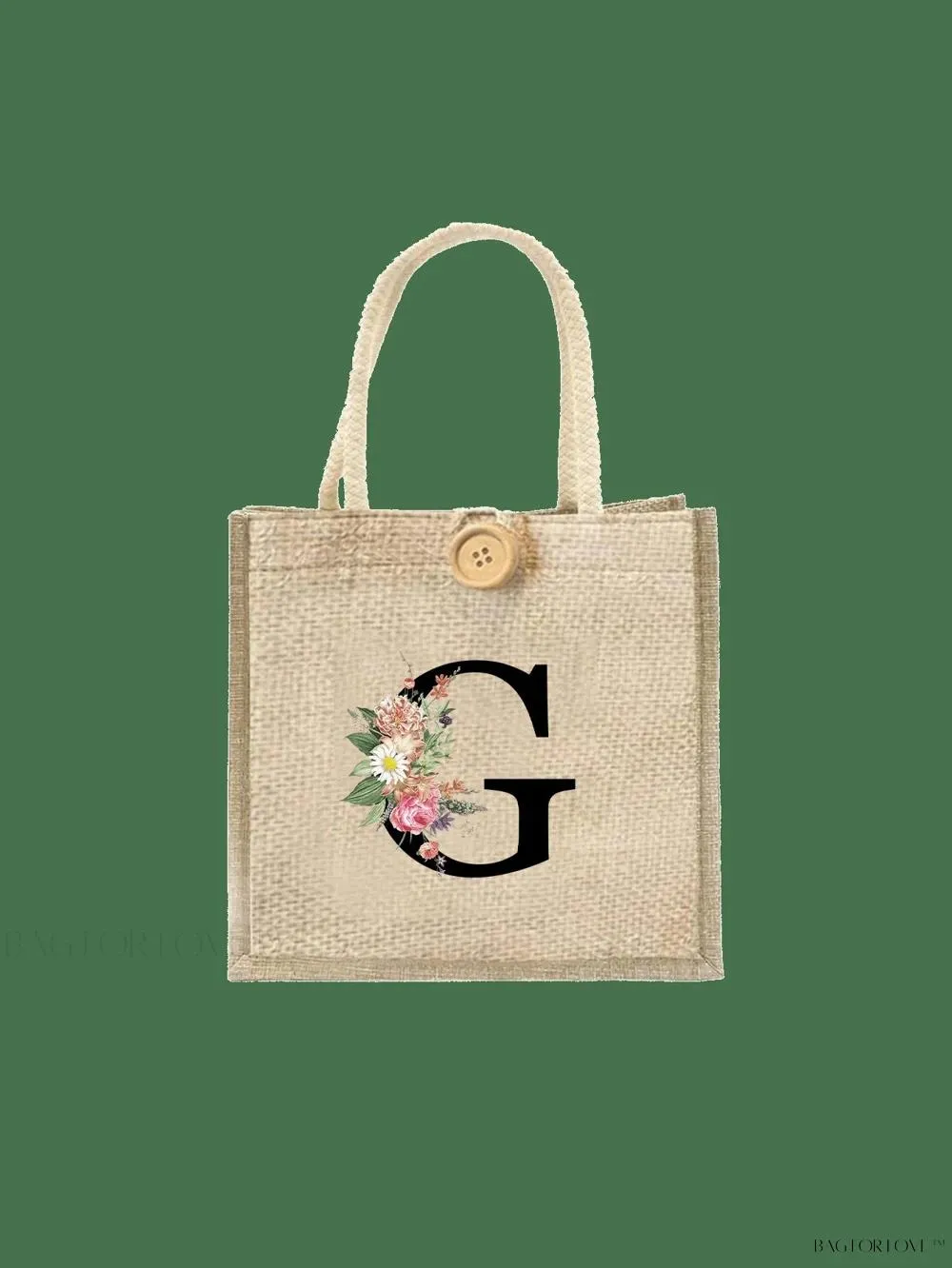 BagForLove - Floral Patterned Handbag with Button Embellishment