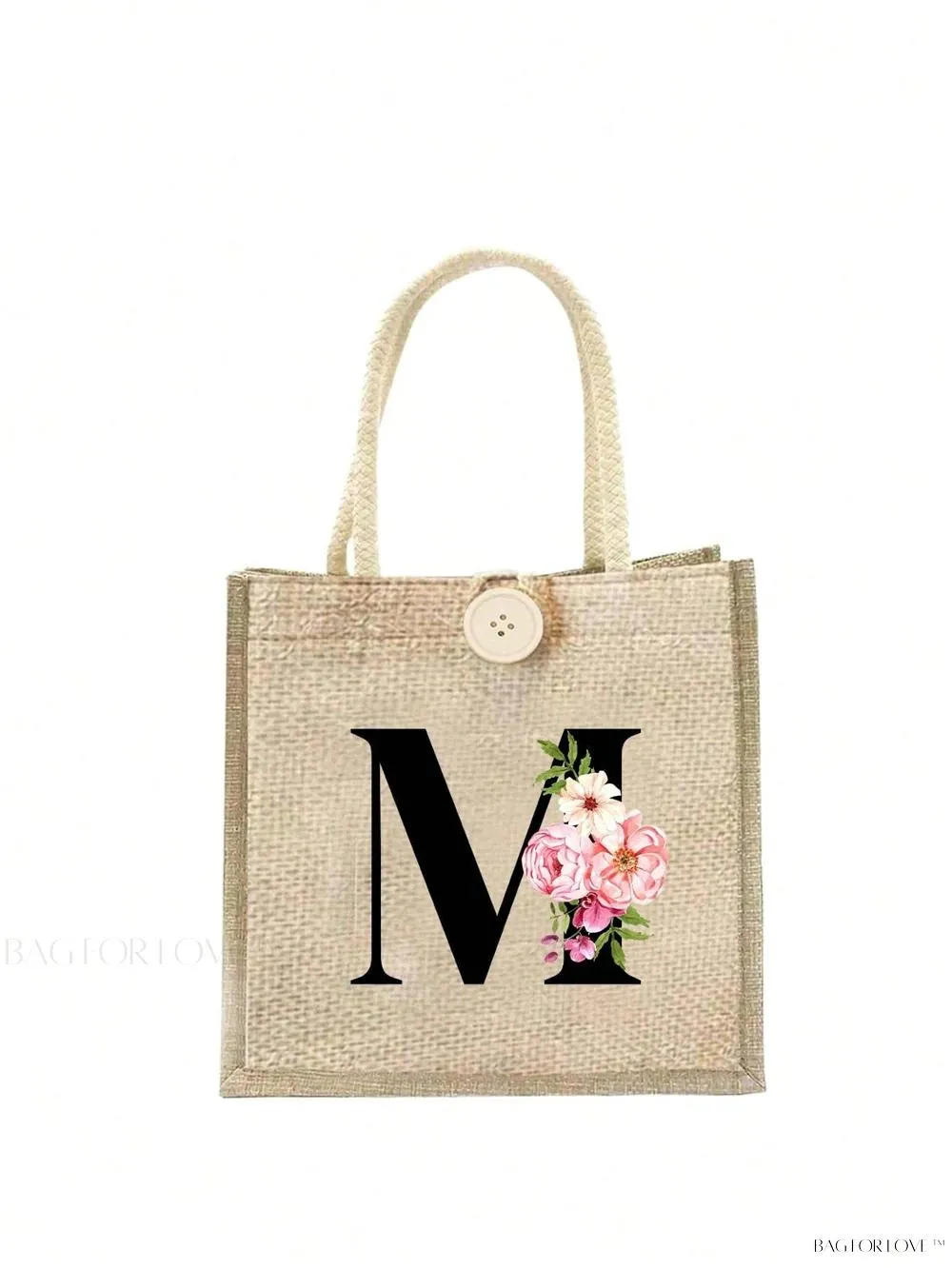 BagForLove - Floral Patterned Handbag with Button Embellishment