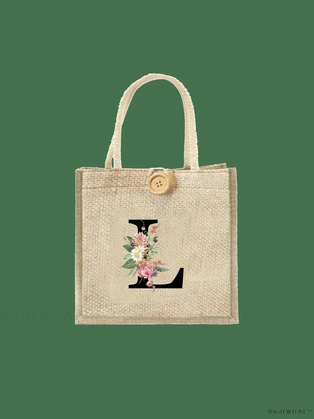 BagForLove - Floral Patterned Handbag with Button Embellishment