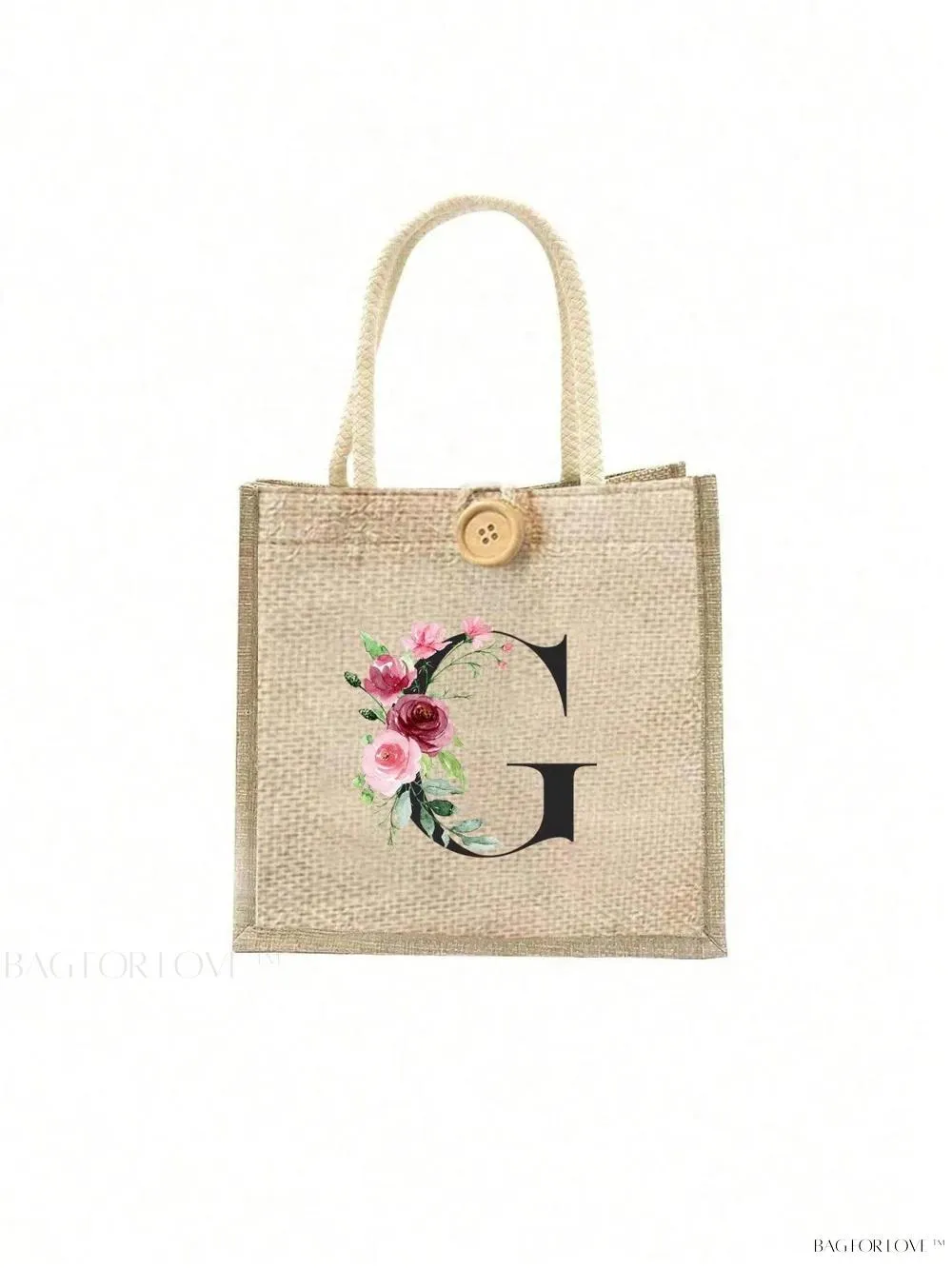 BagForLove - Floral Patterned Handbag with Button Embellishment