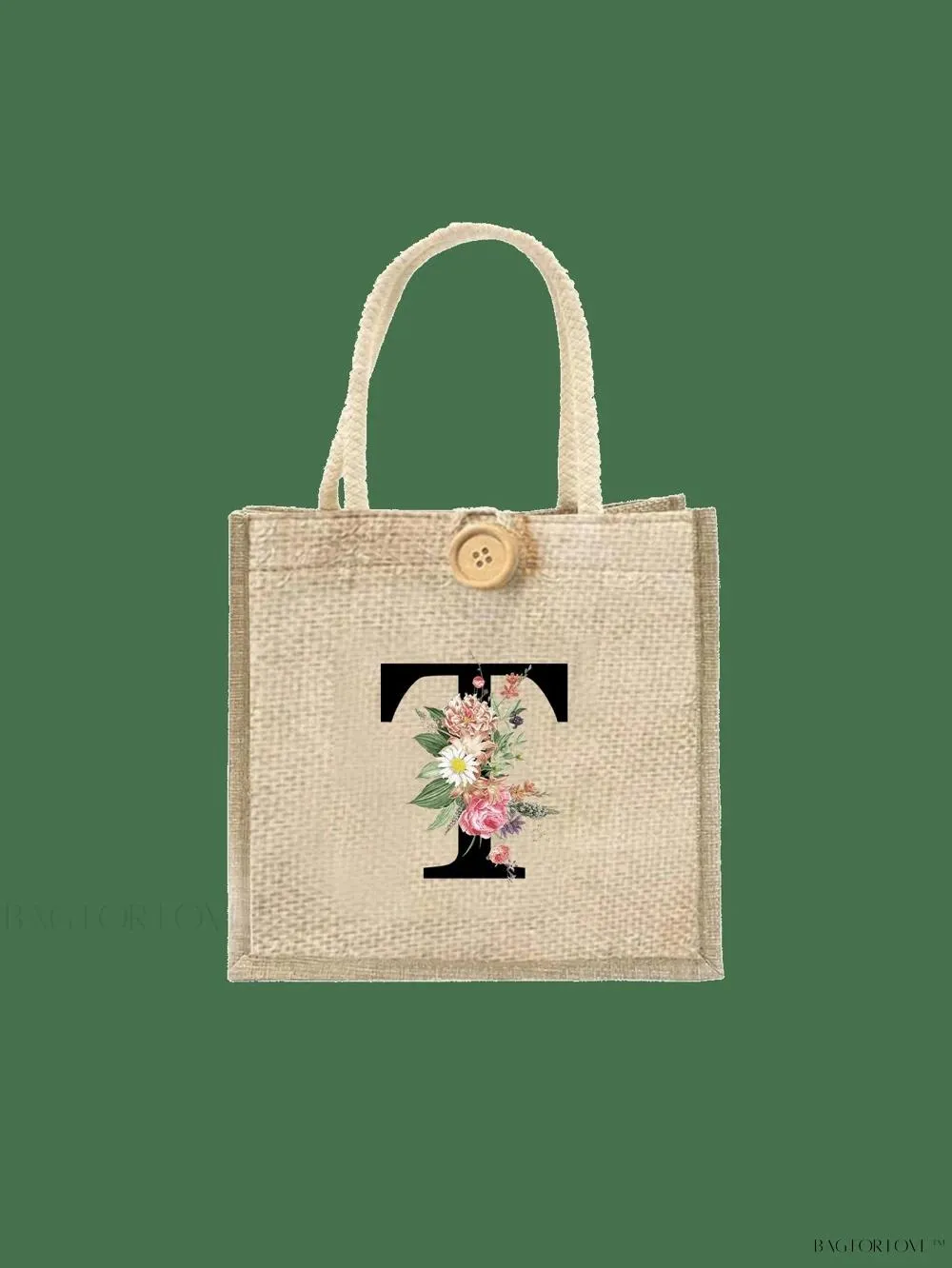 BagForLove - Floral Patterned Handbag with Button Embellishment