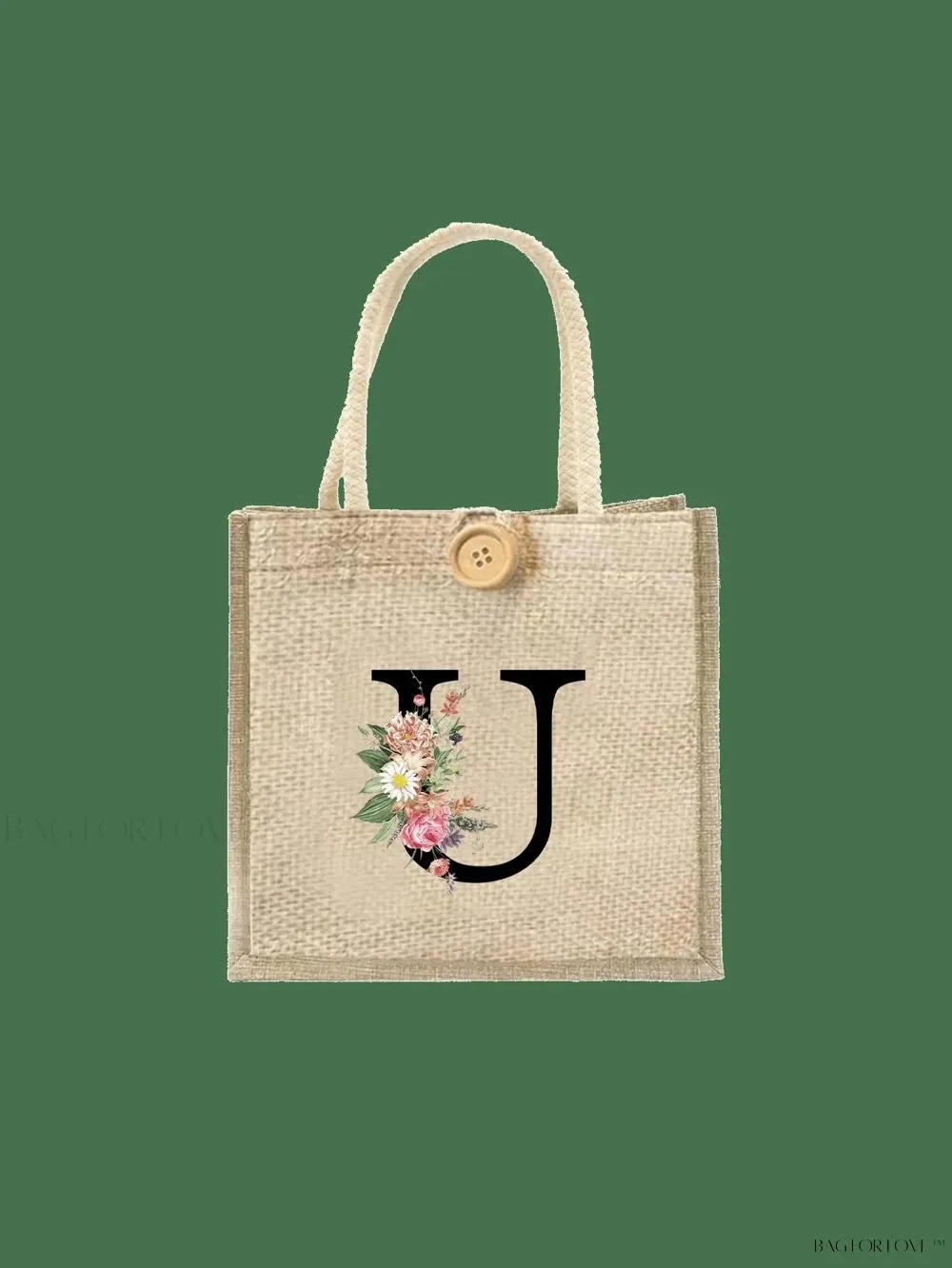 BagForLove - Floral Patterned Handbag with Button Embellishment