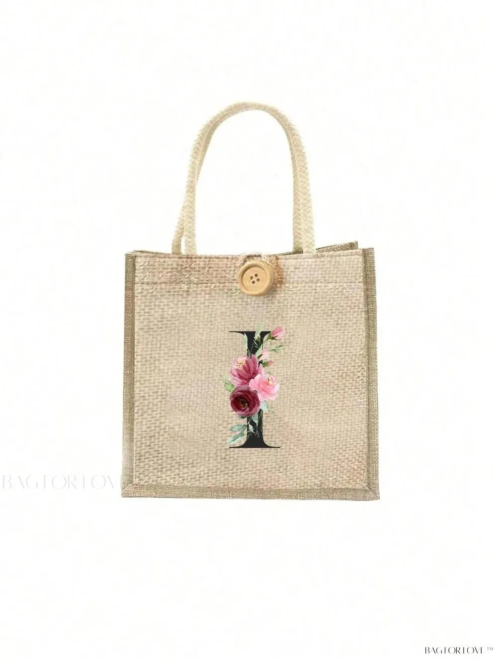 BagForLove - Floral Patterned Handbag with Button Embellishment
