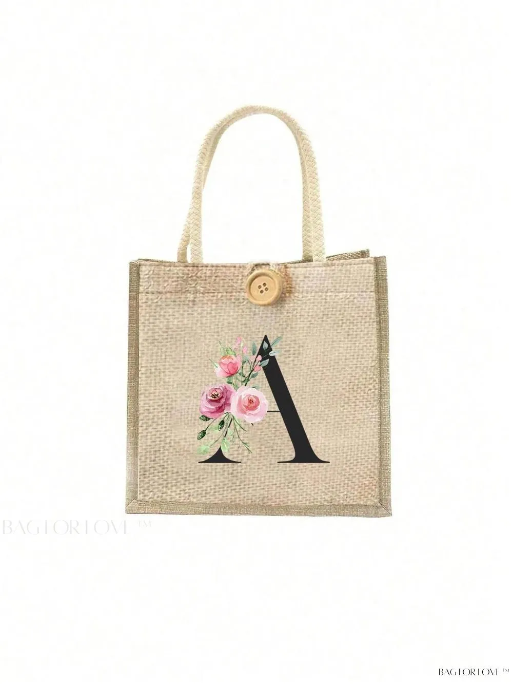 BagForLove - Floral Patterned Handbag with Button Embellishment