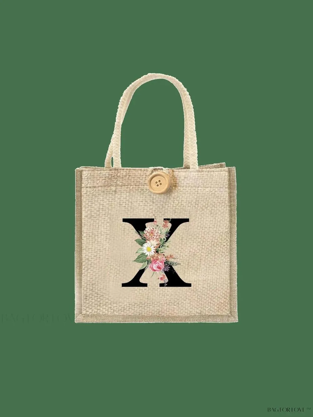 BagForLove - Floral Patterned Handbag with Button Embellishment
