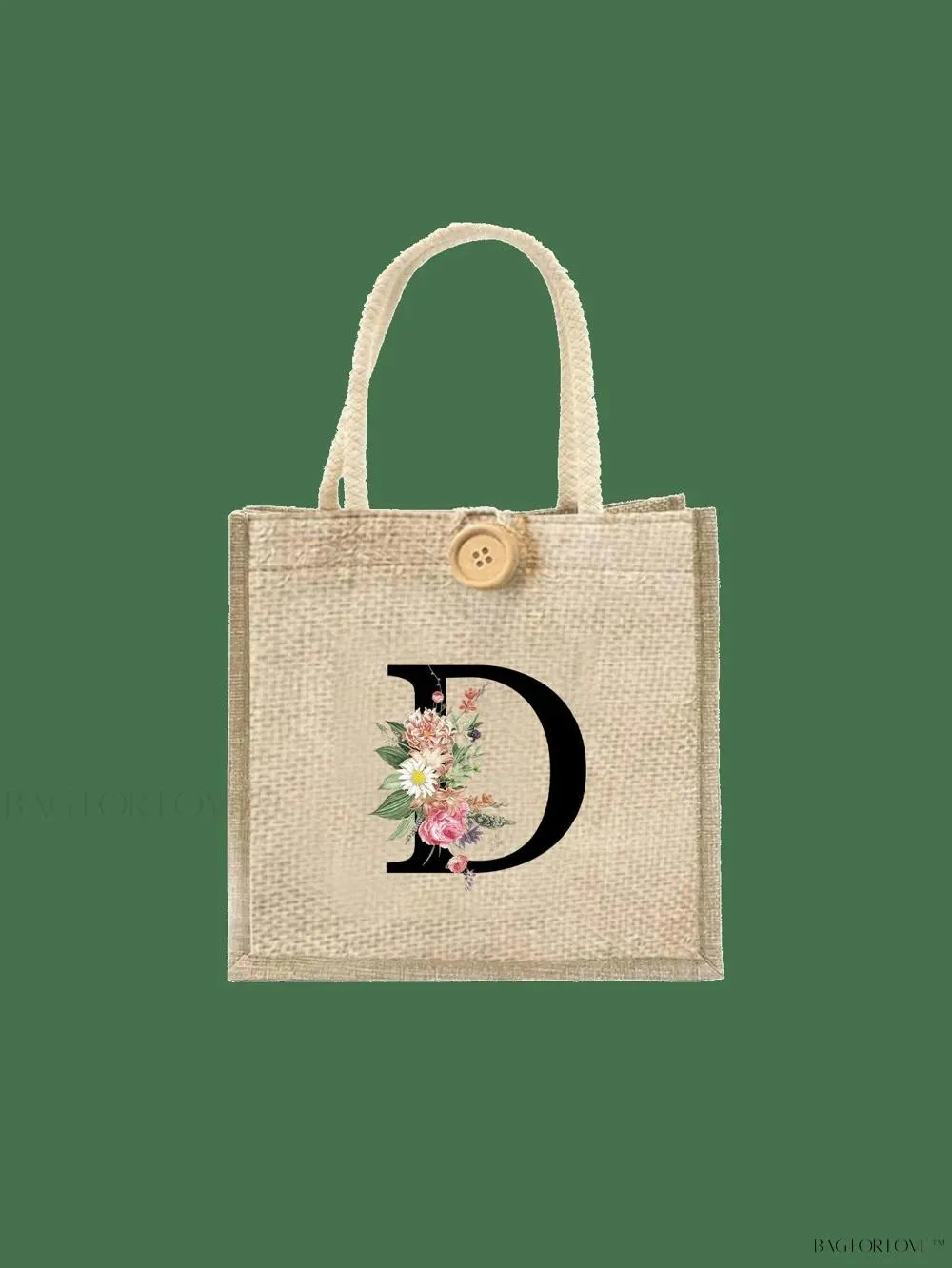 BagForLove - Floral Patterned Handbag with Button Embellishment
