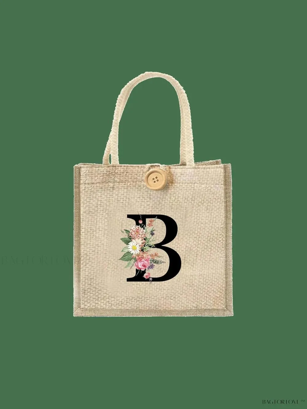 BagForLove - Floral Patterned Handbag with Button Embellishment