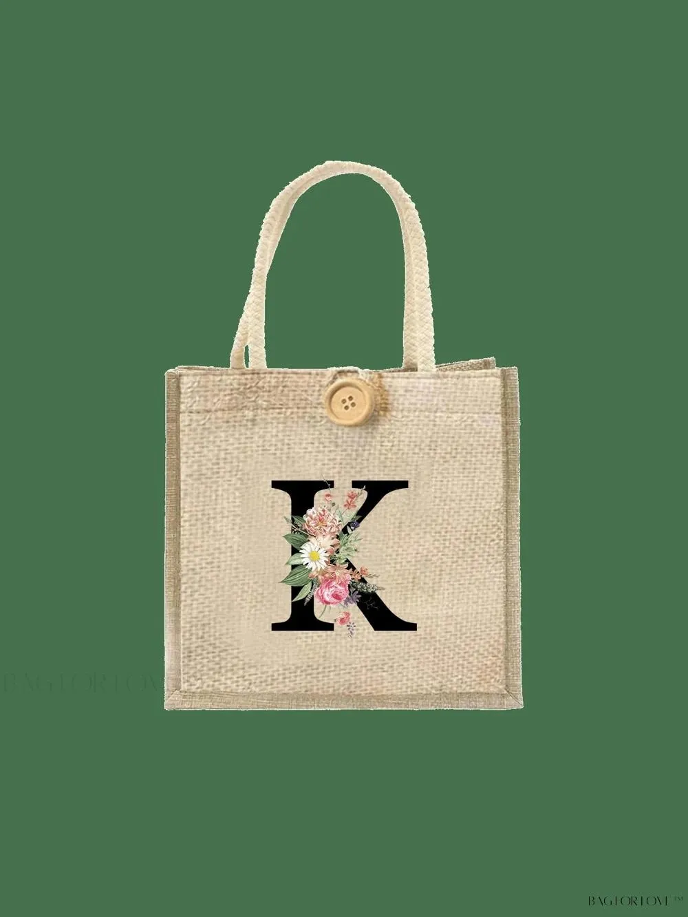 BagForLove - Floral Patterned Handbag with Button Embellishment