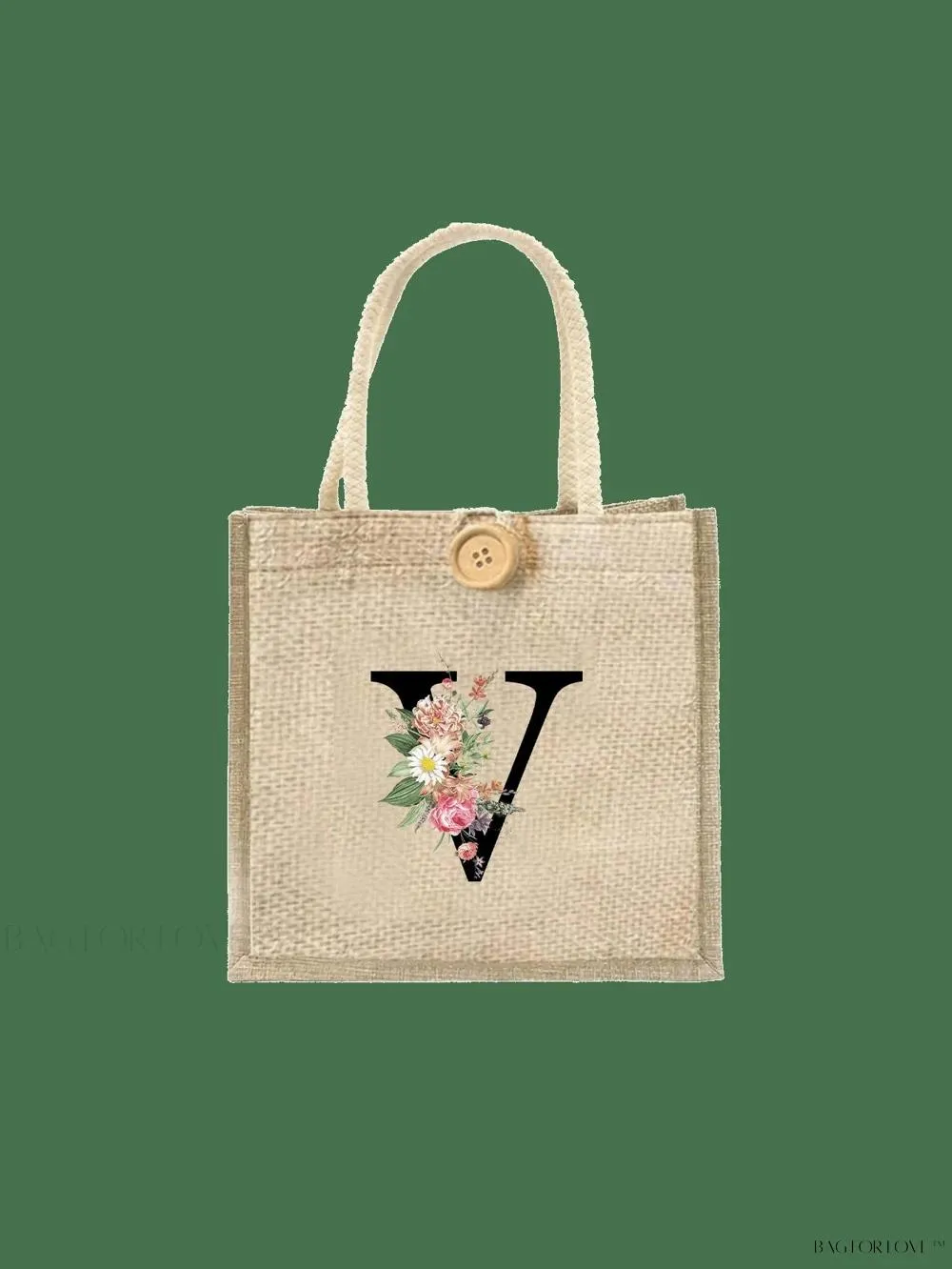 BagForLove - Floral Patterned Handbag with Button Embellishment