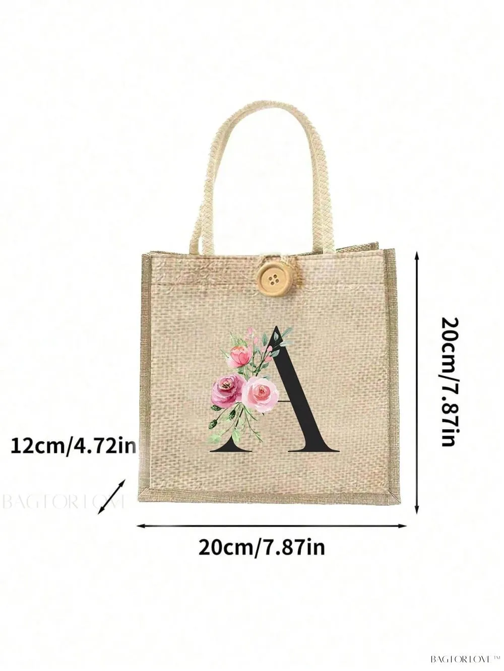 BagForLove - Floral Patterned Handbag with Button Embellishment