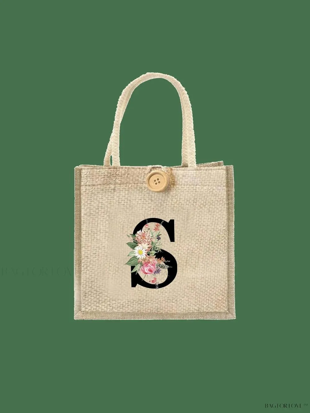 BagForLove - Floral Patterned Handbag with Button Embellishment