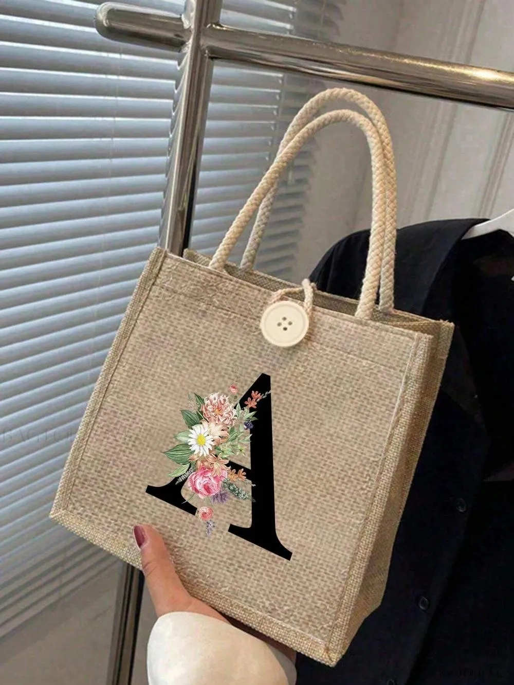 BagForLove - Floral Patterned Handbag with Button Embellishment