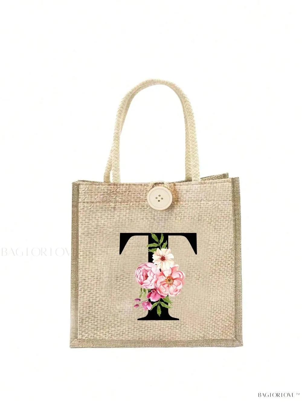 BagForLove - Floral Patterned Handbag with Button Embellishment
