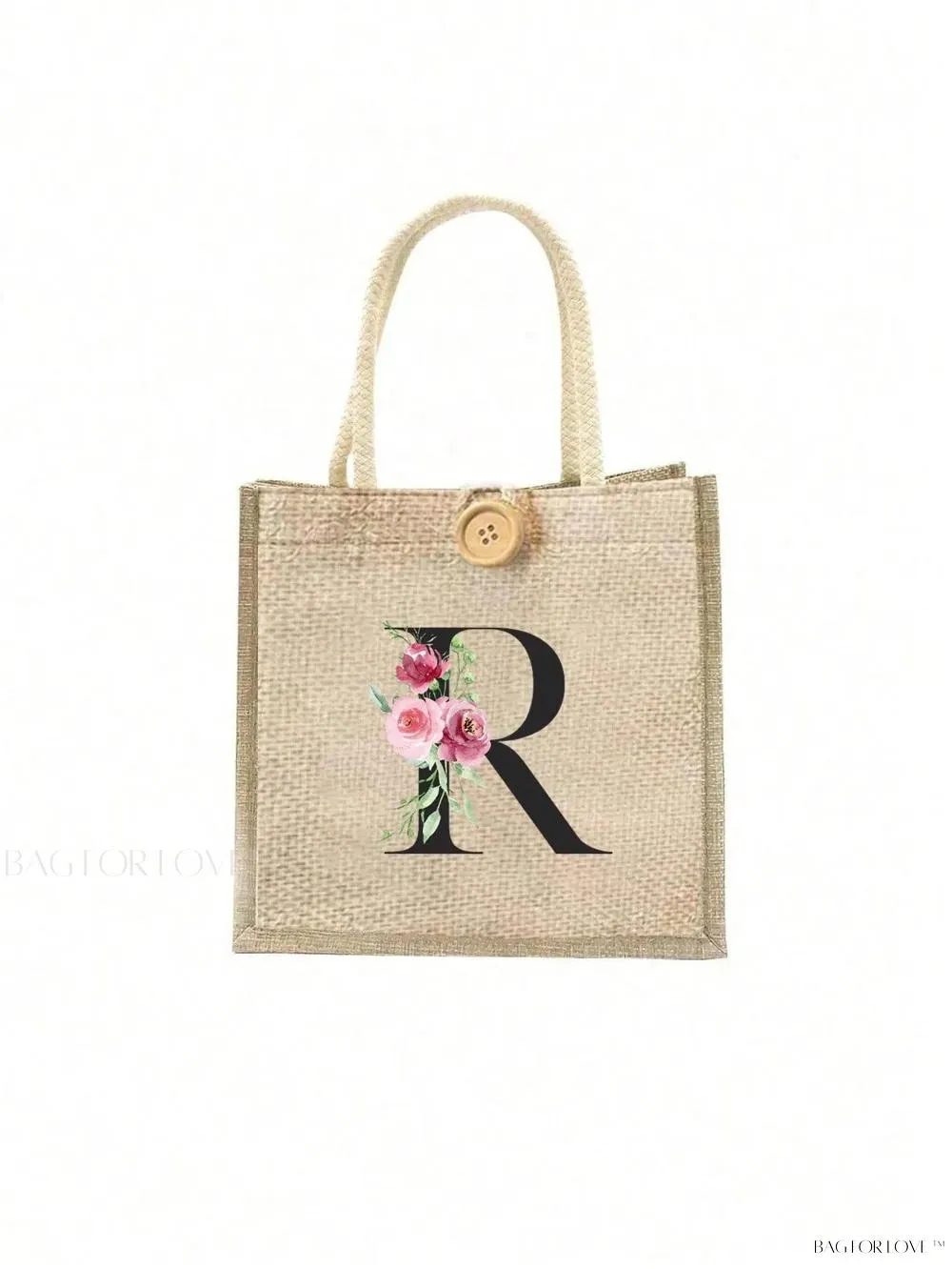 BagForLove - Floral Patterned Handbag with Button Embellishment