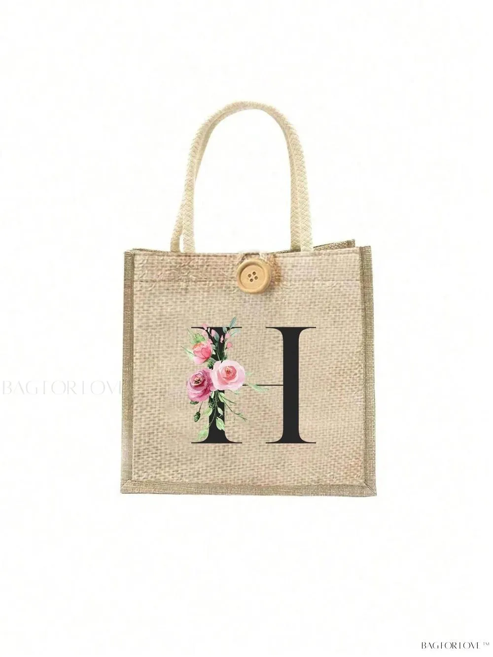 BagForLove - Floral Patterned Handbag with Button Embellishment