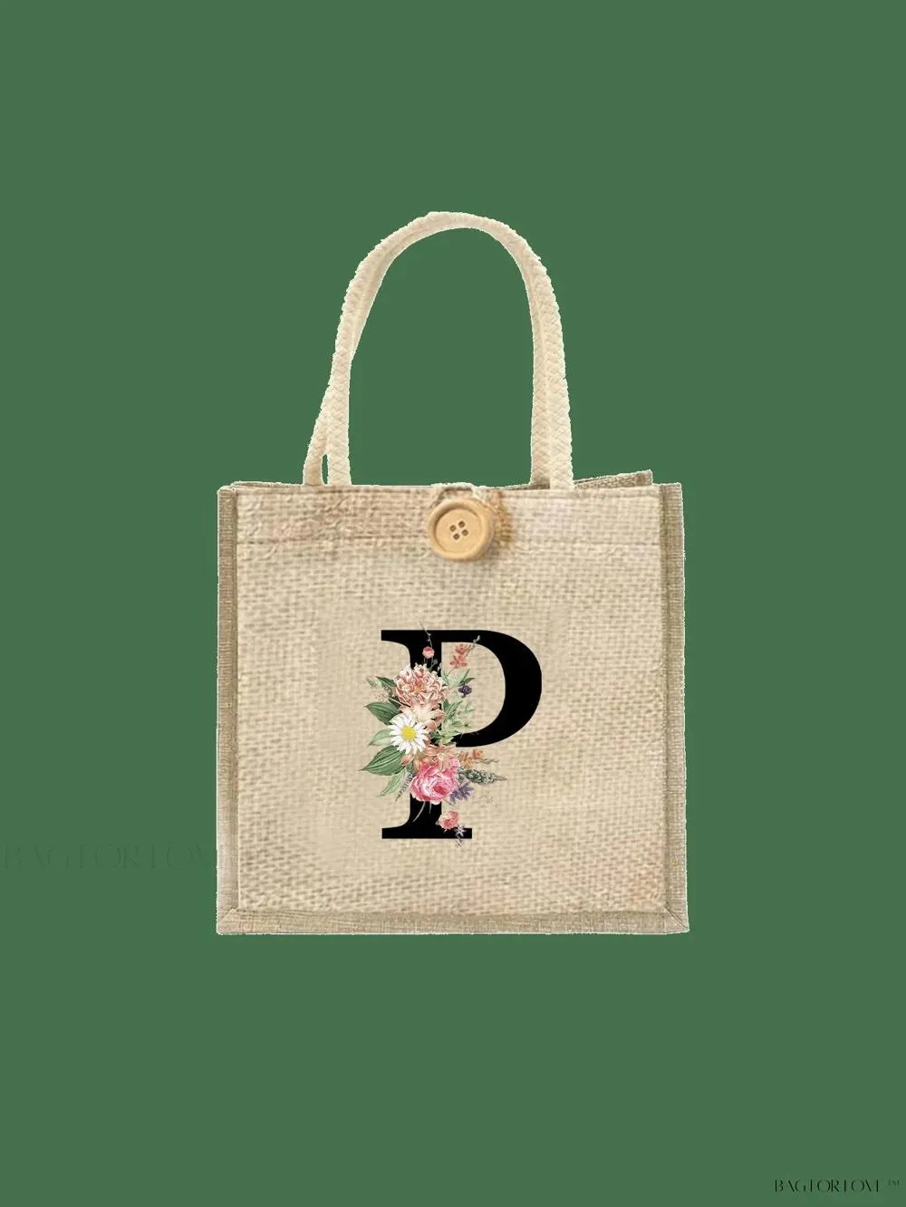 BagForLove - Floral Patterned Handbag with Button Embellishment