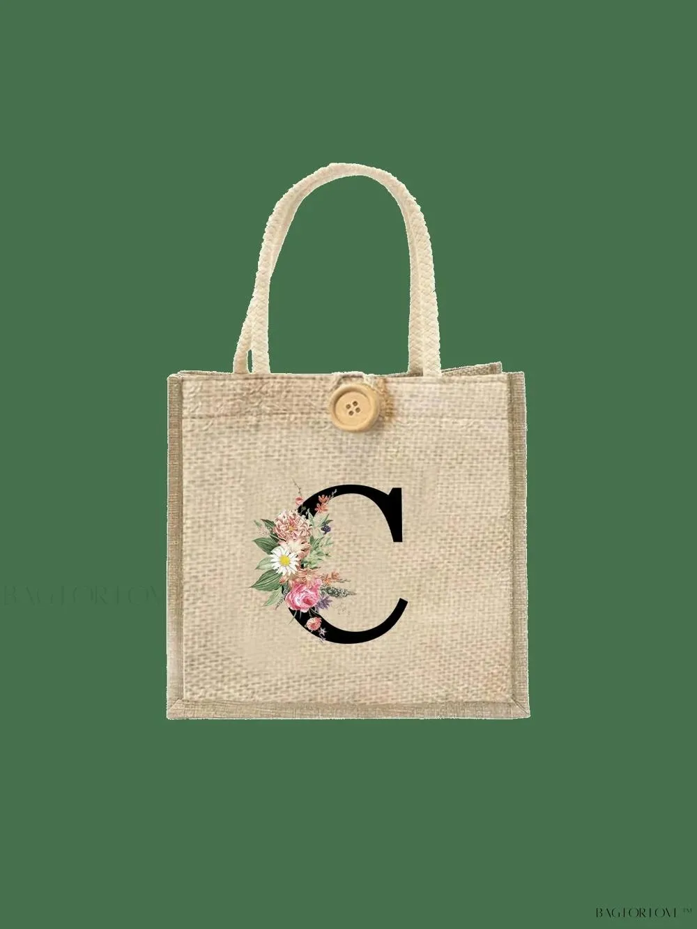 BagForLove - Floral Patterned Handbag with Button Embellishment