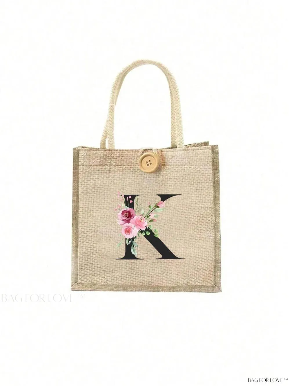 BagForLove - Floral Patterned Handbag with Button Embellishment