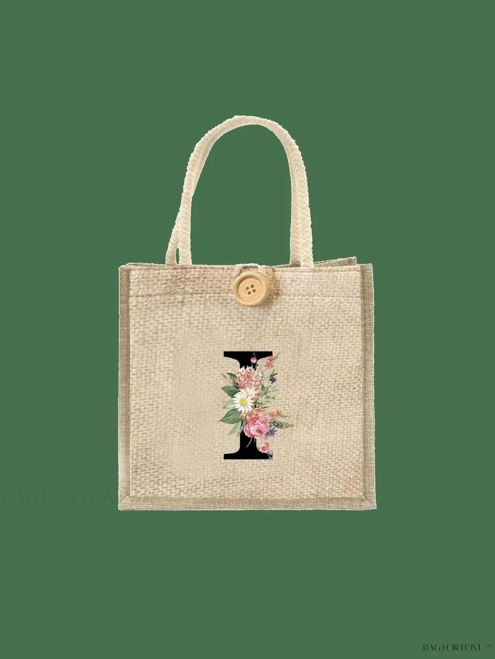 BagForLove - Floral Patterned Handbag with Button Embellishment