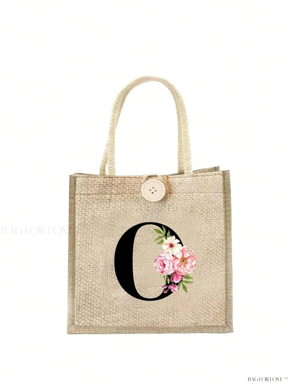 BagForLove - Floral Patterned Handbag with Button Embellishment