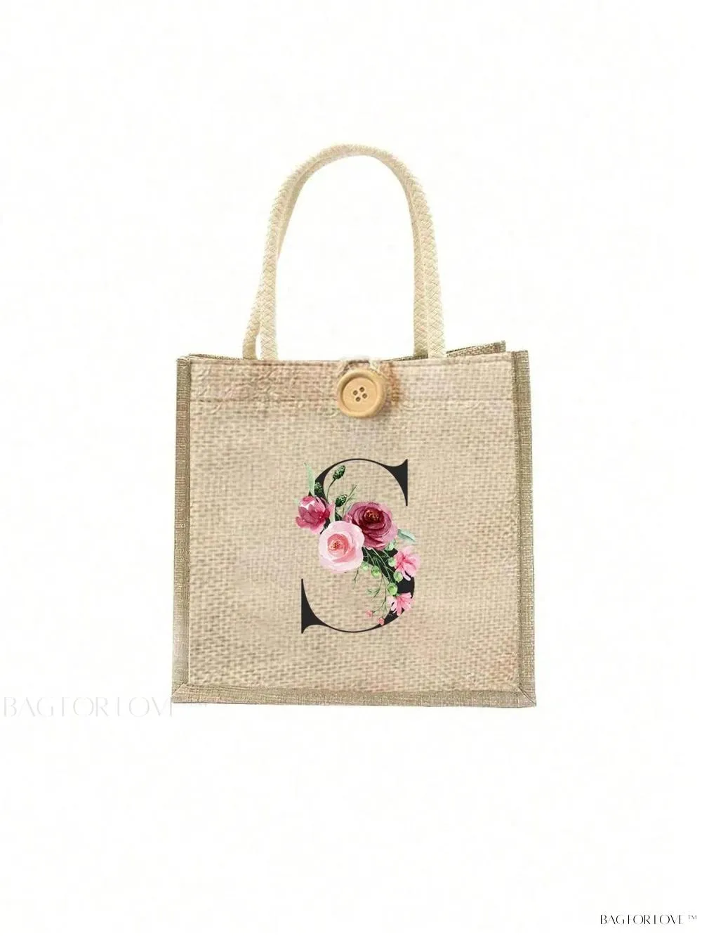 BagForLove - Floral Patterned Handbag with Button Embellishment