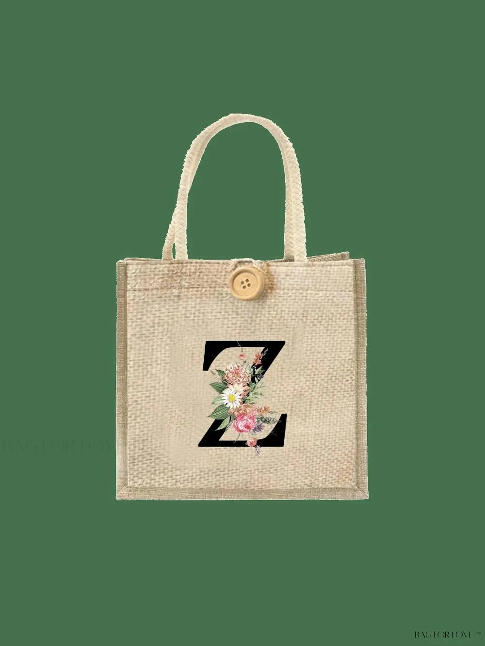 BagForLove - Floral Patterned Handbag with Button Embellishment
