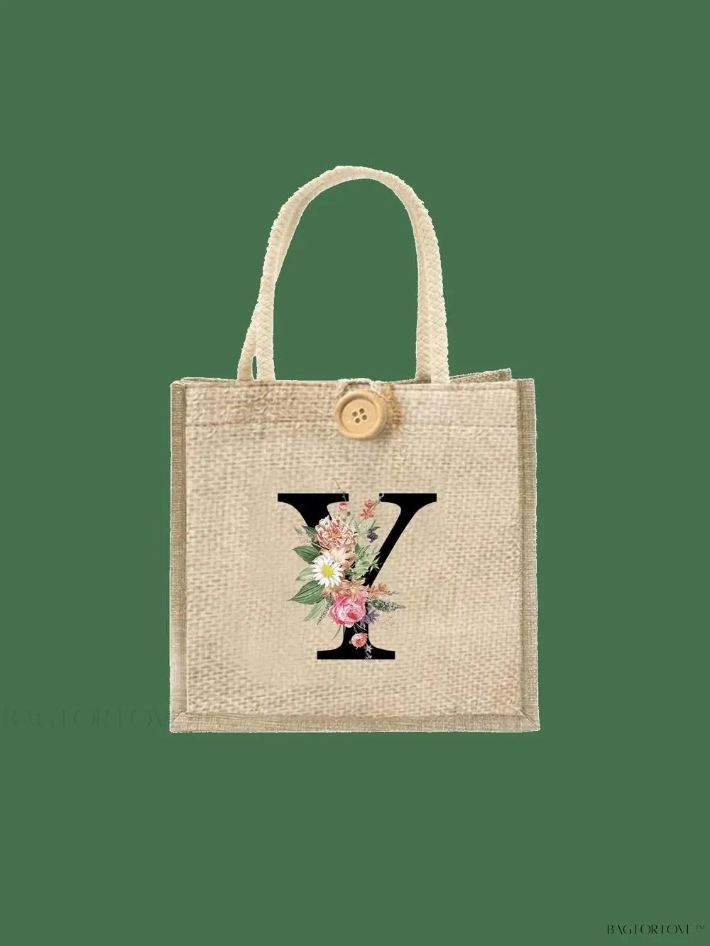 BagForLove - Floral Patterned Handbag with Button Embellishment