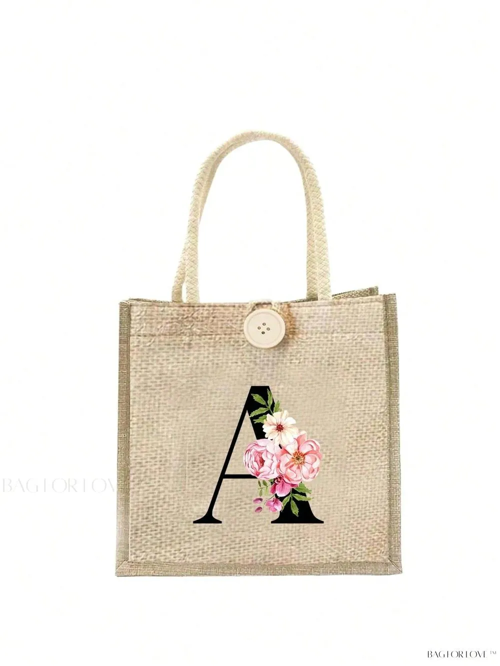 BagForLove - Floral Patterned Handbag with Button Embellishment