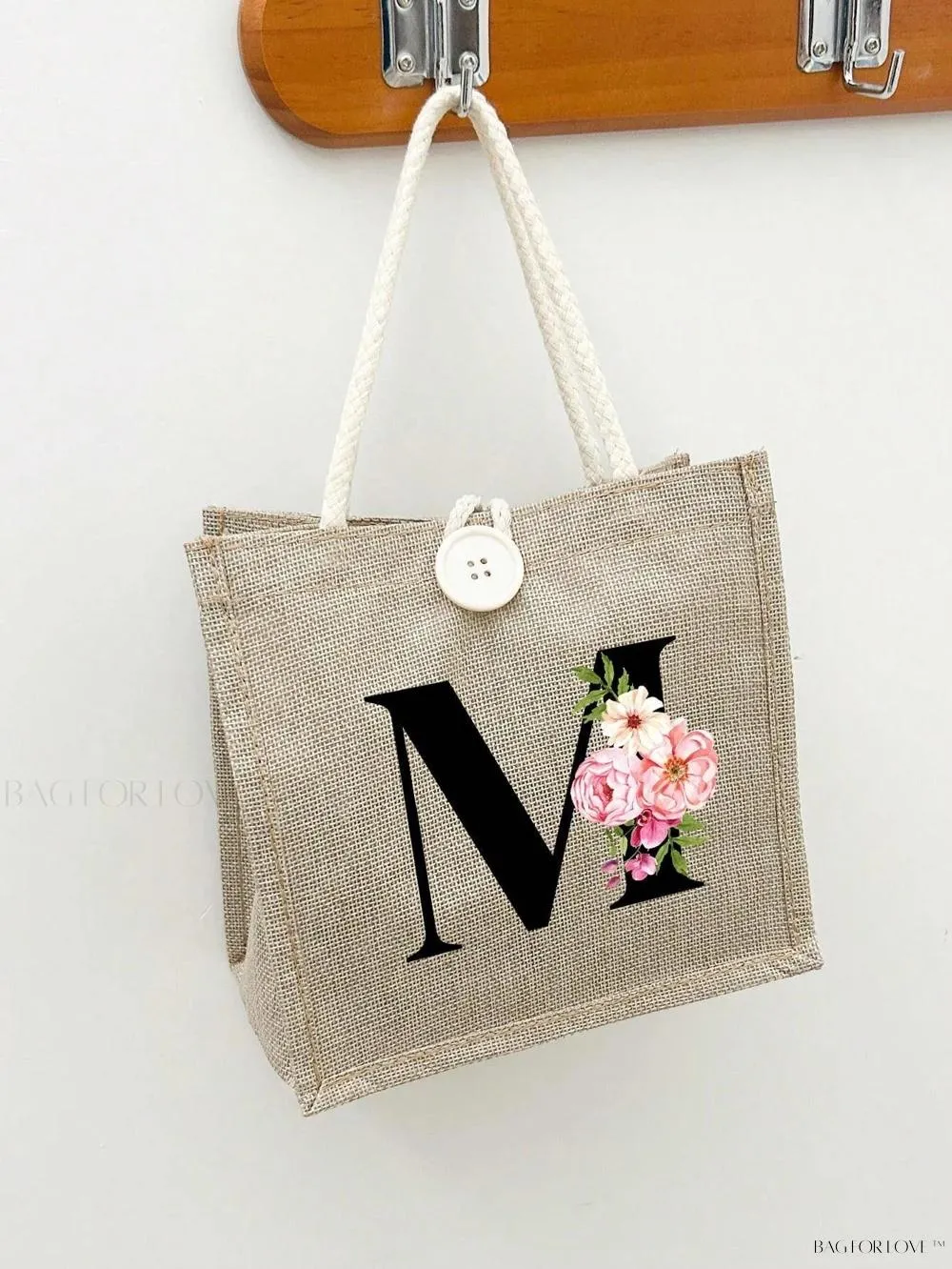 BagForLove - Floral Patterned Handbag with Button Embellishment