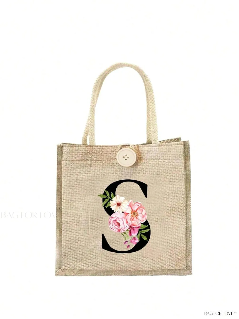 BagForLove - Floral Patterned Handbag with Button Embellishment