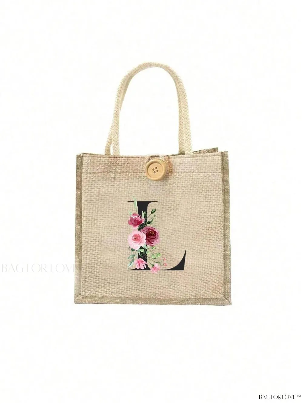 BagForLove - Floral Patterned Handbag with Button Embellishment