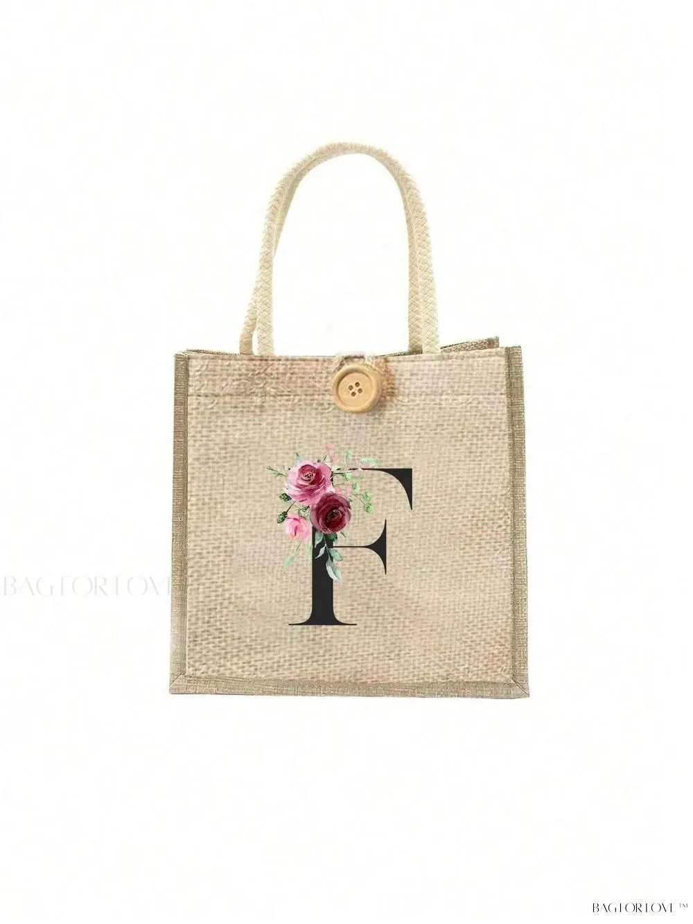BagForLove - Floral Patterned Handbag with Button Embellishment