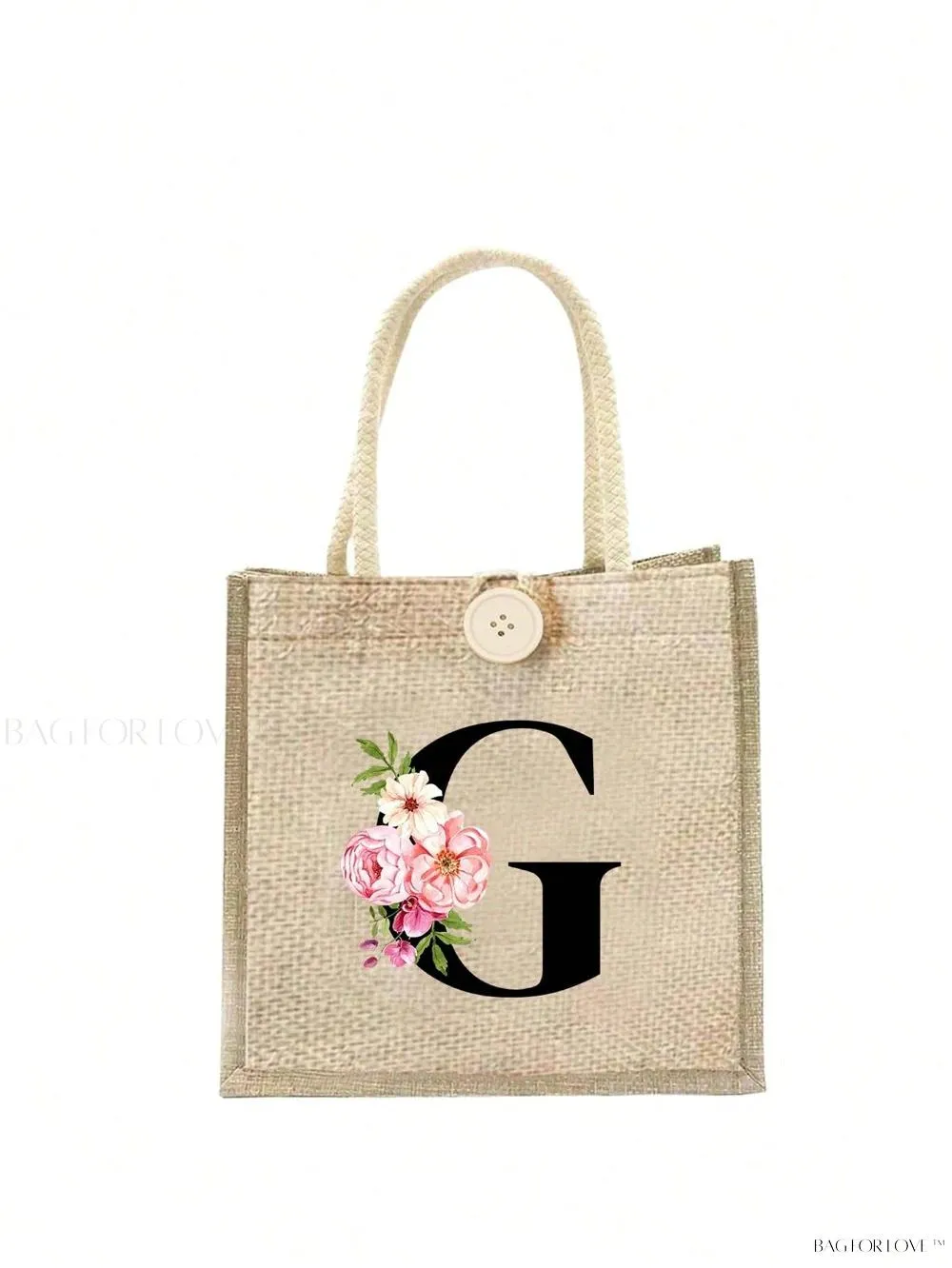 BagForLove - Floral Patterned Handbag with Button Embellishment