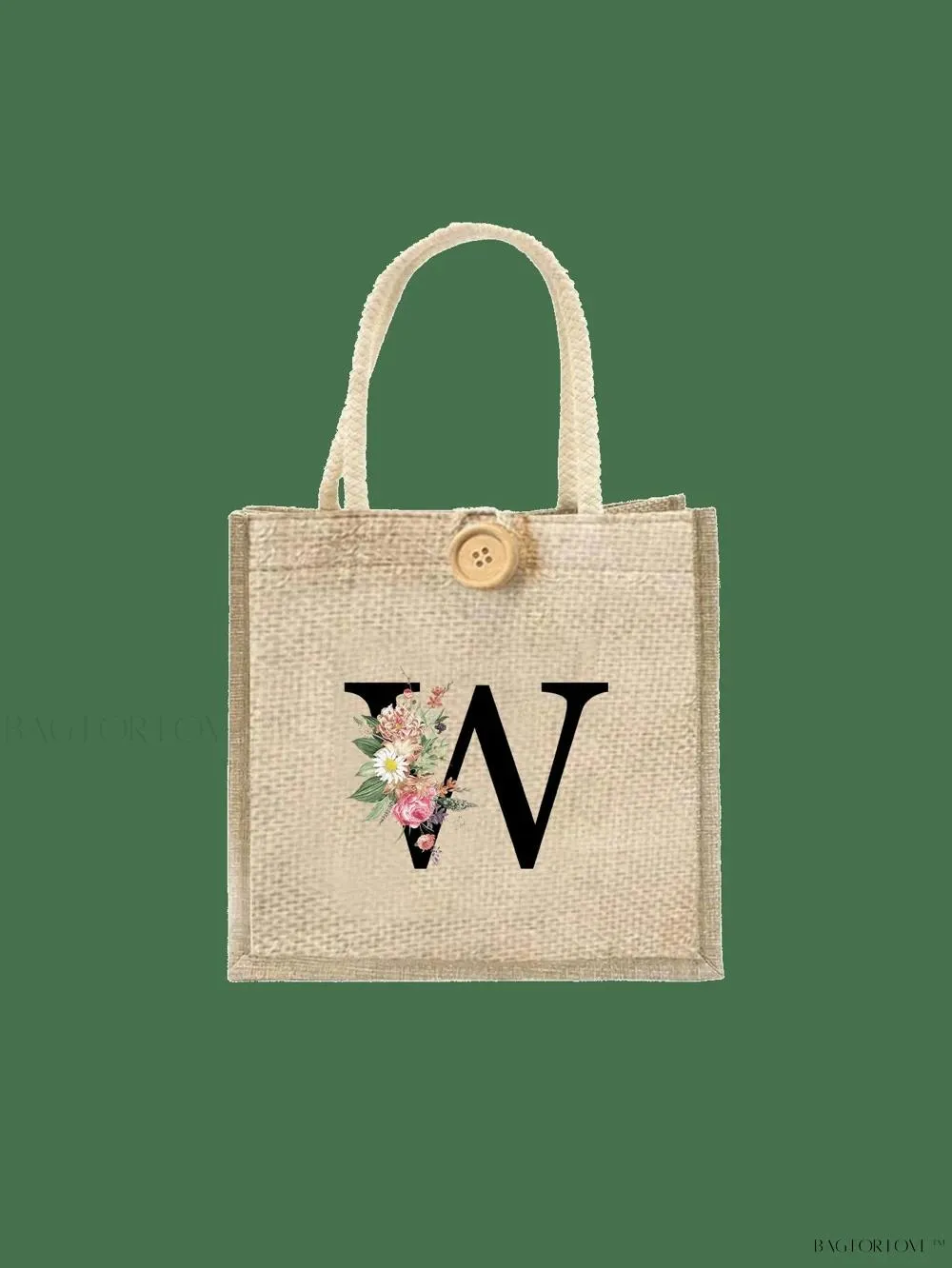 BagForLove - Floral Patterned Handbag with Button Embellishment