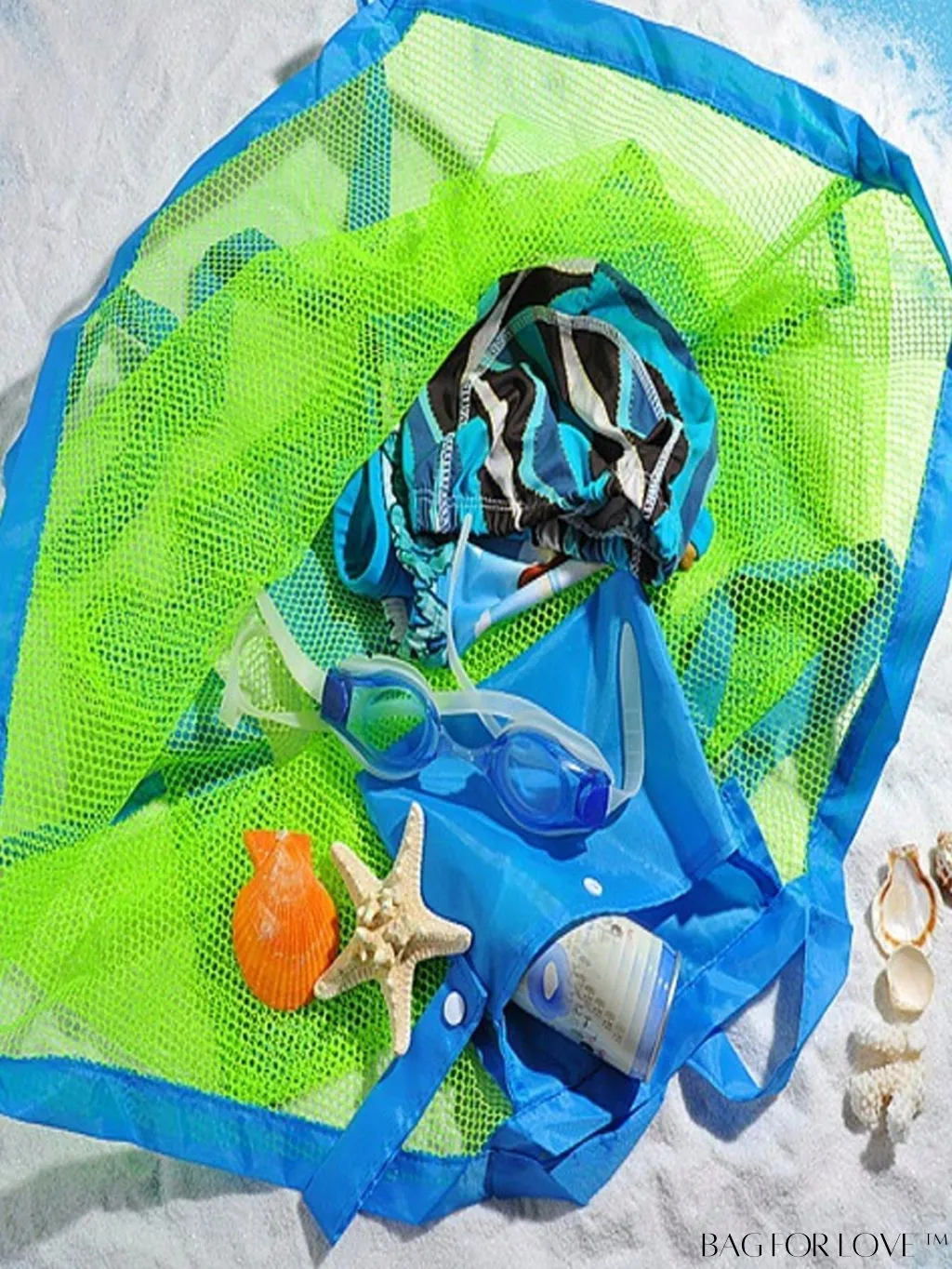BagForLove - Large Capacity, Foldable Mesh Bag for Convenient Beach Vacations
