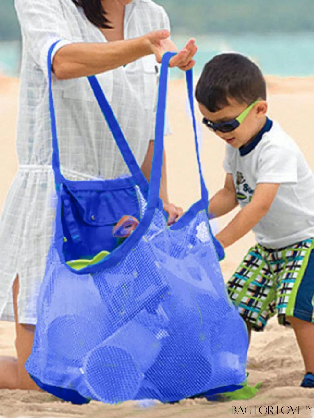 BagForLove - Large Capacity, Foldable Mesh Bag for Convenient Beach Vacations