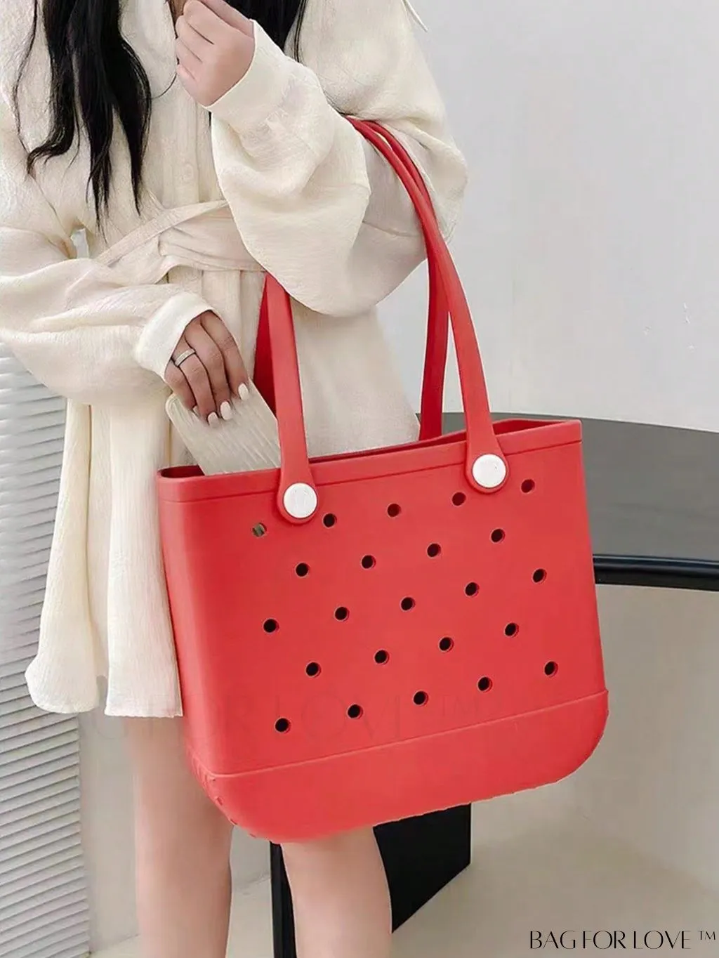 BagForLove - Waterproof Blue Tote Bag: Beach-Ready with Hollow Out Design, Double Handle & Durable EVA Material!