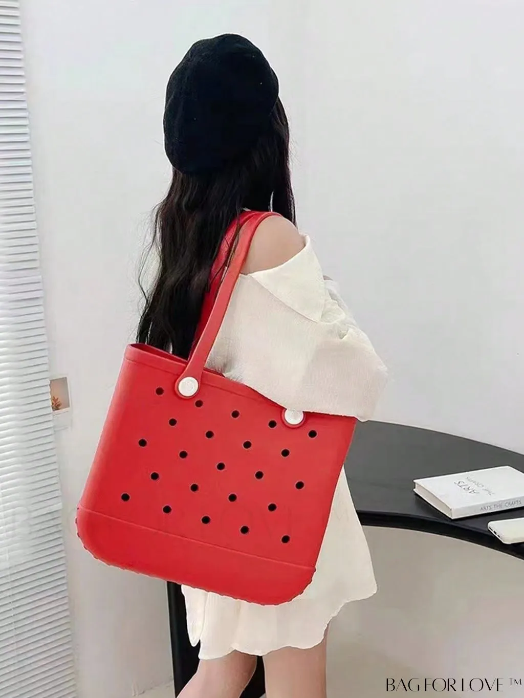 BagForLove - Waterproof Blue Tote Bag: Beach-Ready with Hollow Out Design, Double Handle & Durable EVA Material!