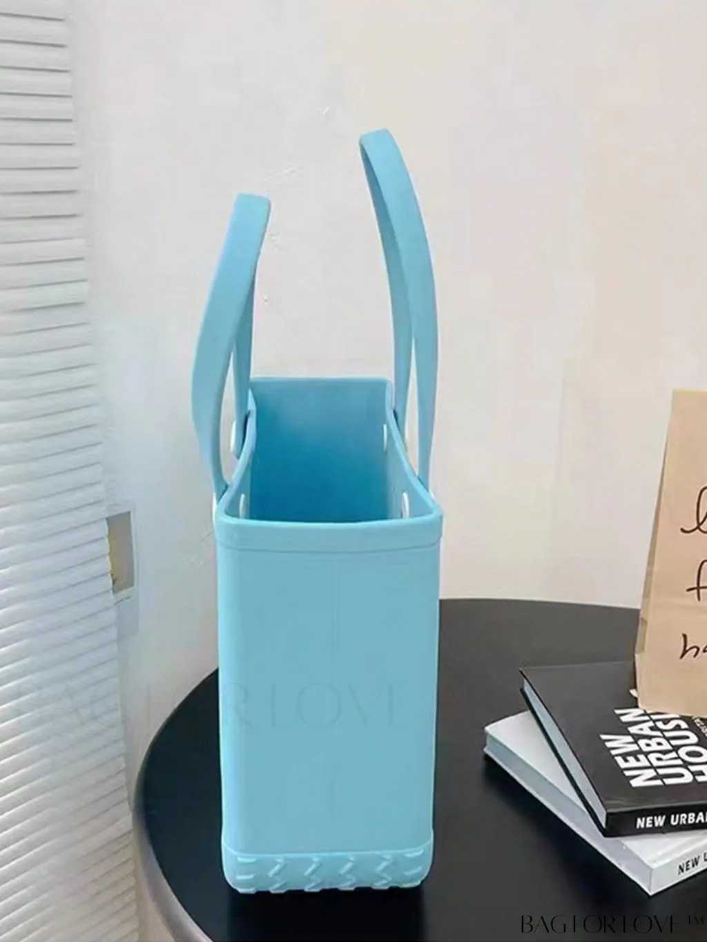 BagForLove - Waterproof Blue Tote Bag: Beach-Ready with Hollow Out Design, Double Handle & Durable EVA Material!
