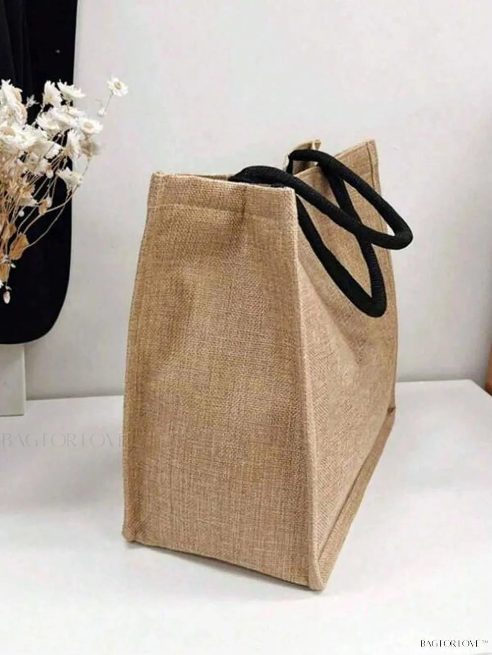 BagForLove - Women's Linen Large Capacity Tote Bag with Kawaii Dog Print